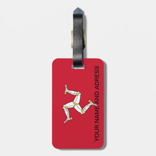 Bagagelabel met Isle of Man Flag, Verenigd Koninkr (Achterkant verticaal)