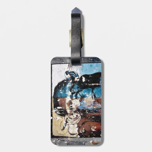 Bagagelabel met leder (Achterkant verticaal)