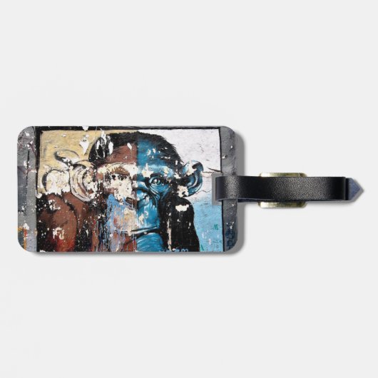 Bagagelabel met leder (Achterkant horizontaal)