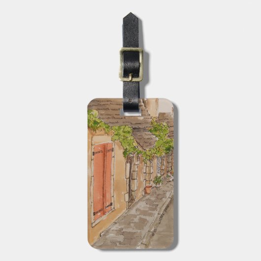 bagagelabel met lederen riem (Voorkant verticaal)