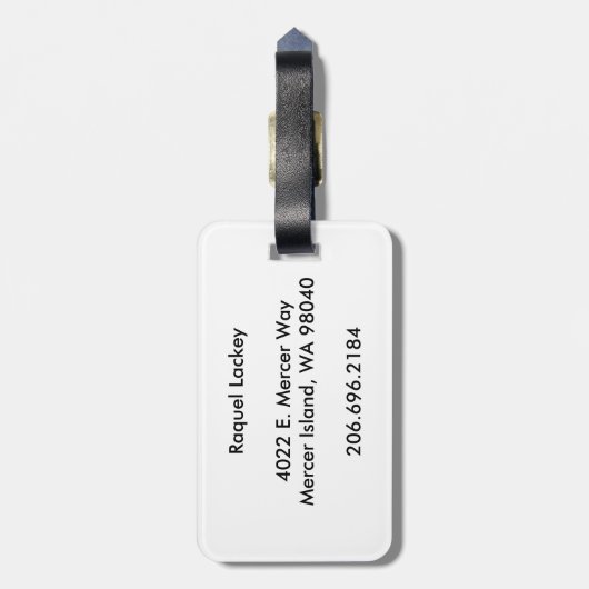 bagagelabel met lederen riem (Achterkant verticaal)