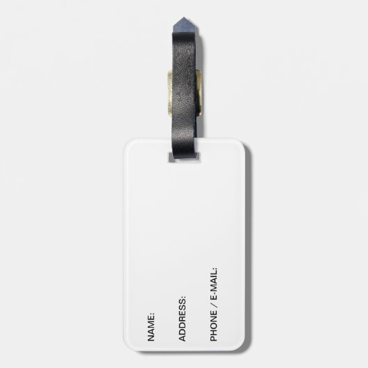 bagagelabel met lederen riem (Achterkant verticaal)