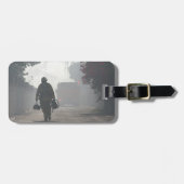 Bagagelabel met lederen riem (Voorkant horizontaal)