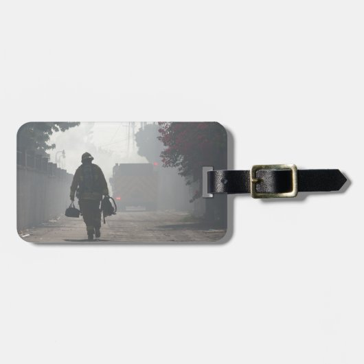 Bagagelabel met lederen riem (Voorkant horizontaal)