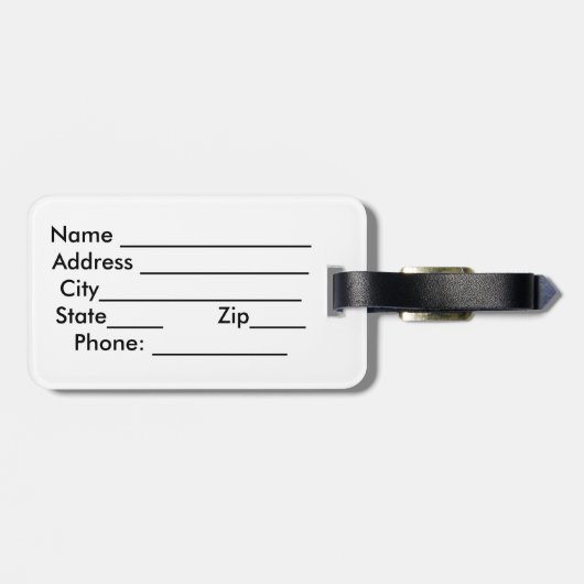 bagagelabel met lederen riem -"Ik verbleef in kame (Achterkant horizontaal)