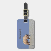 Bagagelabel met lederriem van grizzly-beren (Voorkant verticaal)