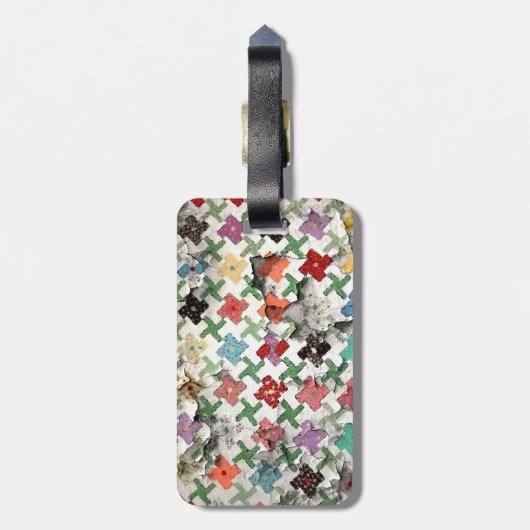 Bagagelabel met lederriem van het moedergelt (Achterkant verticaal)