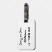 Bagagelabel met leren riem met pauw (Achterkant verticaal)