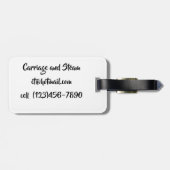 Bagagelabel met leren riem met pauw (Achterkant horizontaal)