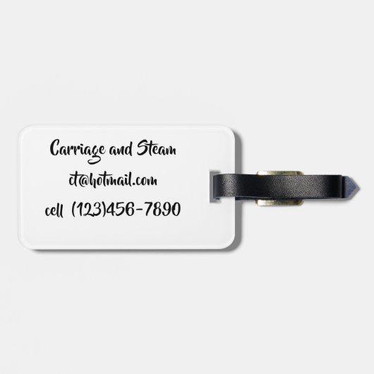 Bagagelabel met leren riem met pauw (Achterkant horizontaal)