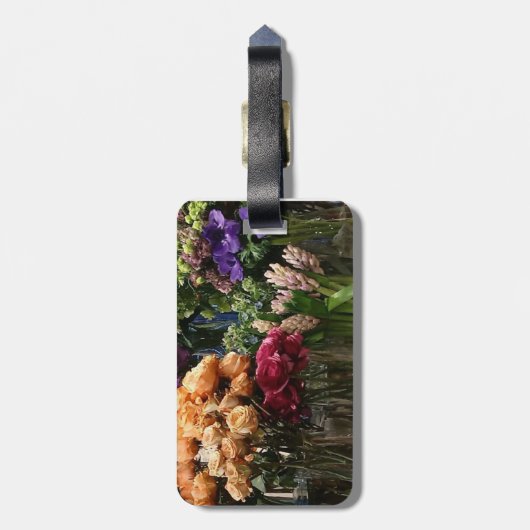 Bagagelabel met mooie bloemenwinkel Blooms (Achterkant verticaal)