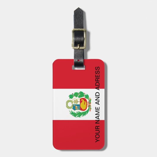 Bagagelabel met Peruaanse vlag (Voorkant verticaal)
