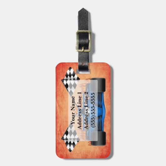 Bagagelabel met raceauto's (Voorkant verticaal)
