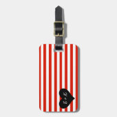 Bagagelabel met rode strepenzwart hart (Voorkant verticaal)
