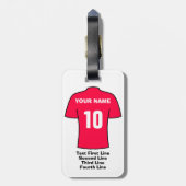 Bagagelabel - met Rode voetbal shirt (Achterkant verticaal)