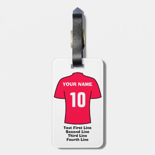 Bagagelabel - met Rode voetbal shirt (Achterkant verticaal)