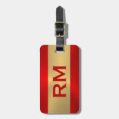 Bagagelabel met rood en goudgeometrisch ontwerp (Voorkant verticaal)