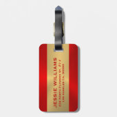 Bagagelabel met rood en goudgeometrisch ontwerp (Achterkant verticaal)