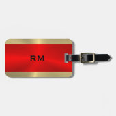 Bagagelabel met rood en goudgeometrisch ontwerp (Voorkant horizontaal)