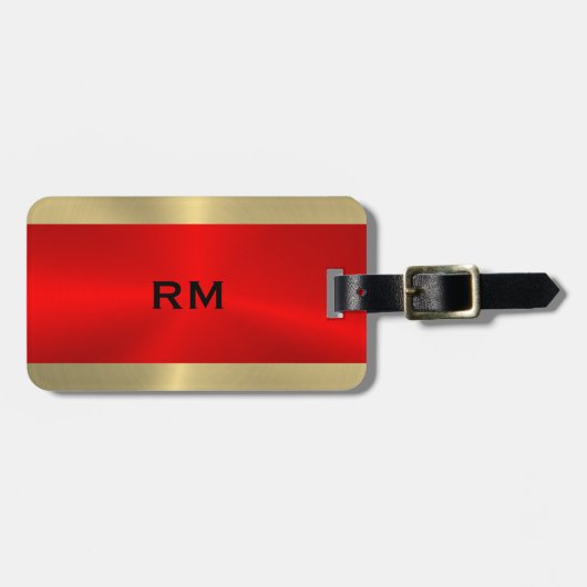 Bagagelabel met rood en goudgeometrisch ontwerp (Voorkant horizontaal)