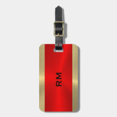 Bagagelabel met rood en goudgeometrisch ontwerp (Voorkant verticaal)