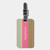 Bagagelabel met roze en pooldot (Voorkant verticaal)
