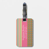 Bagagelabel met roze en pooldot (Achterkant verticaal)