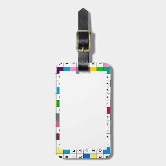 bagagelabel met Spaans Months Crossword Design (Voorkant verticaal)
