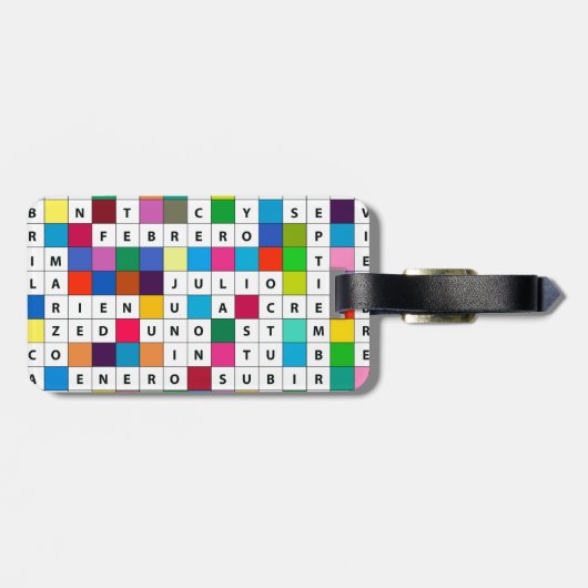 bagagelabel met Spaans Months Crossword Design (Achterkant horizontaal)