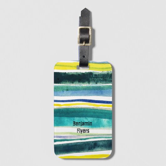 Bagagelabel met verfde strepen waterverf, vers (Voorkant (verticaal))