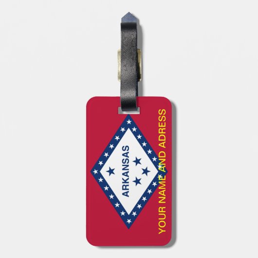 Bagagelabel met vlag van Arkansas, Verenigde State (Achterkant verticaal)