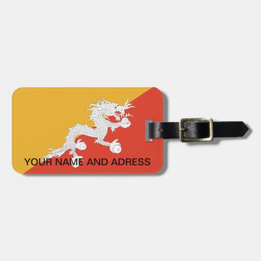 Bagagelabel met vlag van Bhutan (Voorkant horizontaal)