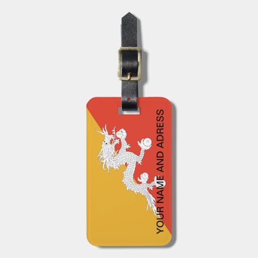 Bagagelabel met vlag van Bhutan (Voorkant verticaal)