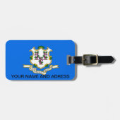 Bagagelabel met vlag van Connecticut, VS (Voorkant horizontaal)