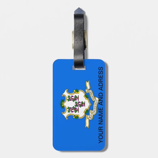 Bagagelabel met vlag van Connecticut, VS (Achterkant verticaal)