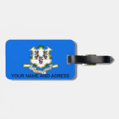 Bagagelabel met vlag van Connecticut, VS (Achterkant horizontaal)