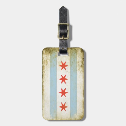 bagagelabel met vlag van Cool Chicago (Voorkant verticaal)