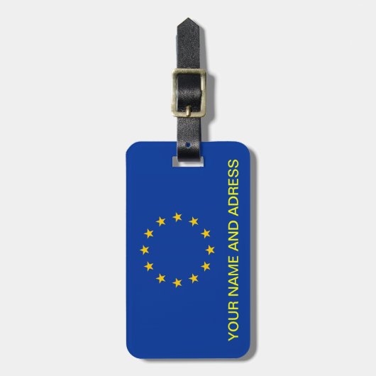Bagagelabel met vlag van de Europese Unie (Voorkant verticaal)