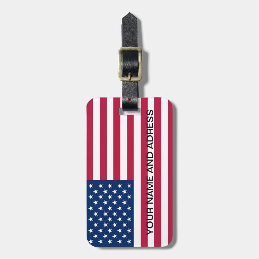 Bagagelabel met Vlag van de VS (Voorkant verticaal)