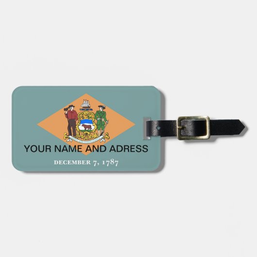 Bagagelabel met vlag van Delaware, Verenigde State (Voorkant horizontaal)