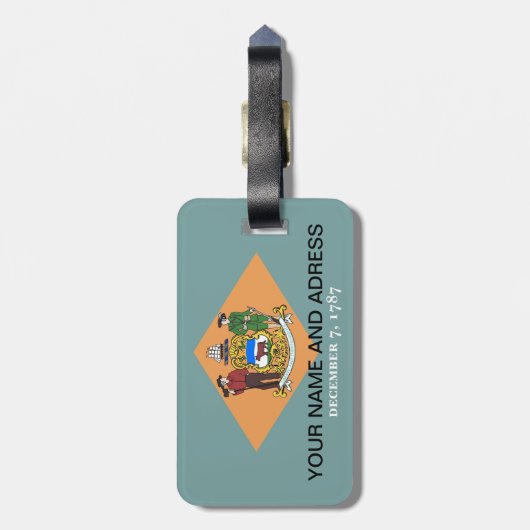 Bagagelabel met vlag van Delaware, Verenigde State (Achterkant verticaal)