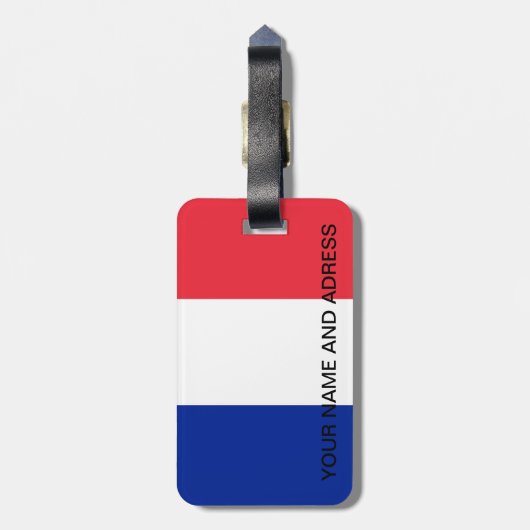 Bagagelabel met vlag van Frankrijk (Achterkant verticaal)