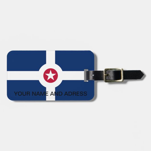 Bagagelabel met vlag van Indianapolis City, Vereni (Voorkant horizontaal)