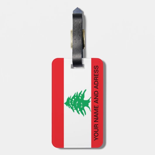 Bagagelabel met vlag van Libanon (Achterkant verticaal)