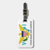 Bagagelabel met vlag van Maagdeneilanden, Verenigd (Voorkant verticaal)