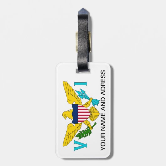 Bagagelabel met vlag van Maagdeneilanden, Verenigd (Achterkant verticaal)