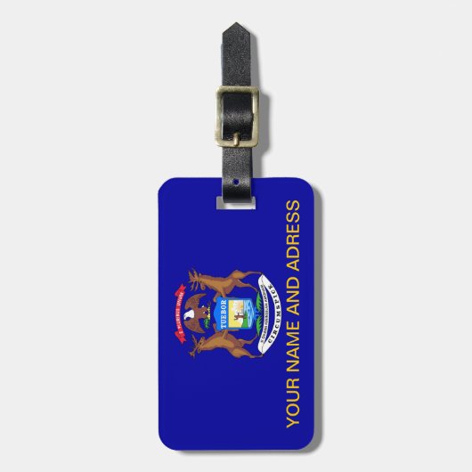 Bagagelabel met vlag van Michigan, Verenigde State (Voorkant verticaal)