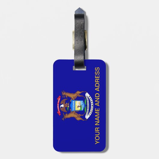 Bagagelabel met vlag van Michigan, Verenigde State (Achterkant verticaal)