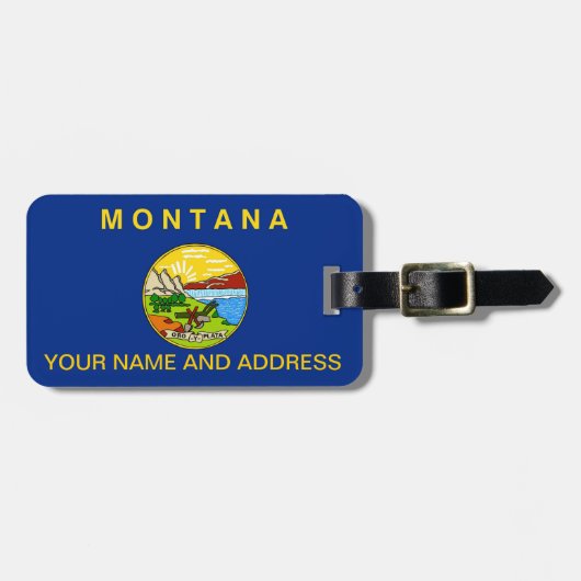 Bagagelabel met vlag van Montana, Verenigde Staten (Voorkant horizontaal)