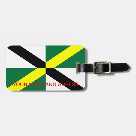 Bagagelabel met vlag van Monterey City, Verenigde (Voorkant horizontaal)